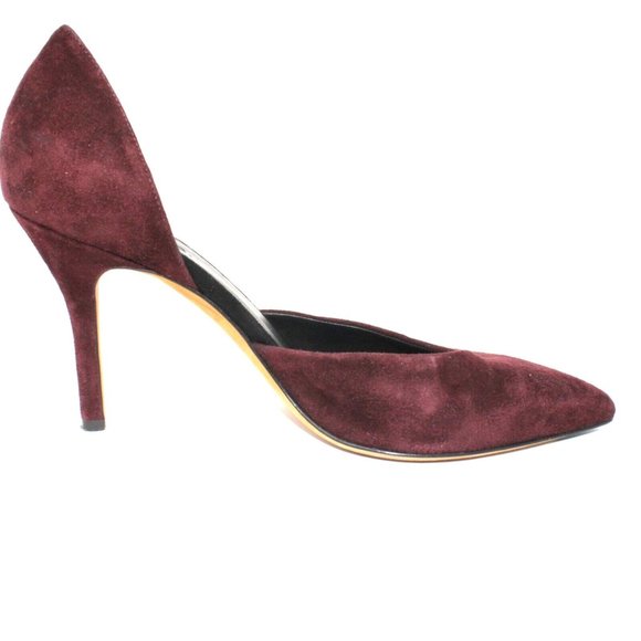 Vince Womens Sz 9.5M Celeste Dorsay Burgundy Red Brown Suede Pointed Toe Heels - Picture 7 of 10